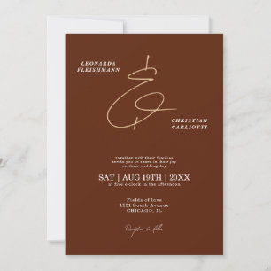 Invitation Rust Terracotta Minimaliste Ampersand Mariage 