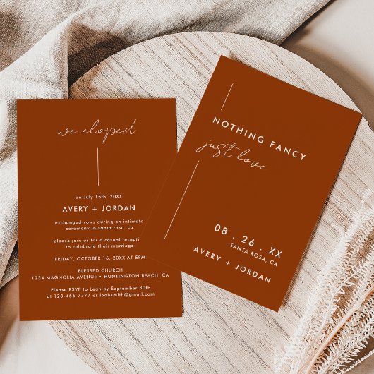 Invitation Rust Terracotta Minimaliste Mariage Elopement