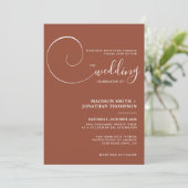 Invitation Rust Terracotta Moderne Simple Script Mariage (Debout devant)