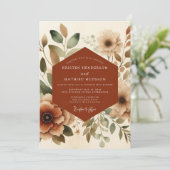 Invitation Rust Watercolor Bloom Wedding (Debout devant)