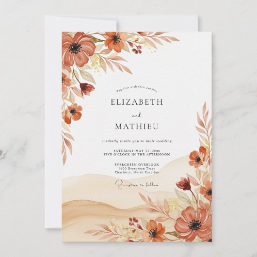 Invitation Rust Whimsical Autumnal Wedding (Devant)