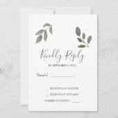 Invitation Rusti élégant botanique feuille photo Mariage RSVP (Devant)