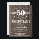 Invitation Rustic 50th Birthday<br><div class="desc">Rustic 50th Birthday Invitation. Typographie blanche. Arrière - plan en bois rustique. Anniversaire adulte. Hommes ou femmes, anniversaire. Enfants Garçon ou fille Ado Anniversaire adolescente Invitation . 13e 15e 16e 18e 20e 21e 30e 40e 50e 60e 70e 80e 90e 100e. N'Importe Quel Âge.Pour plus de personnalisation, cliquez sur le bouton...</div>
