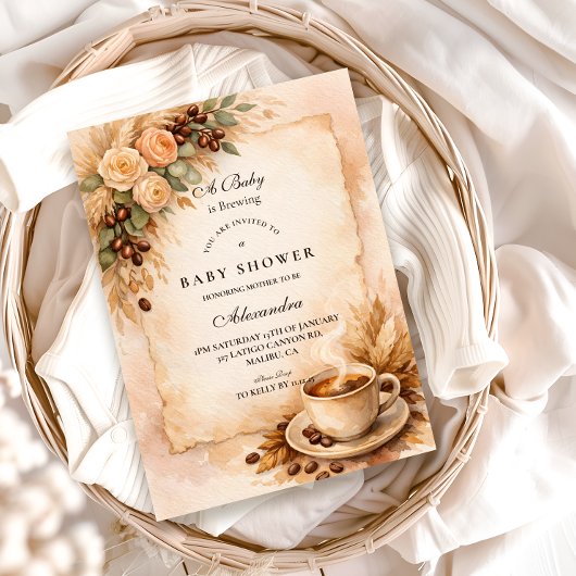 Invitation Rustic A Baby Is Brewing Coffee Baby Shower
