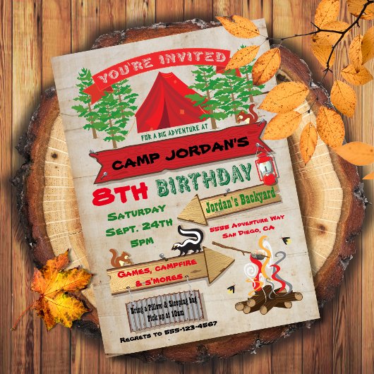 Invitation Rustic Adventure Camping Anniversaire Fête Invitat
