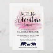 Invitation Rustic Adventure Commence L'Aquarelle Des Ours (Devant / Derrière)