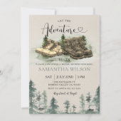 Invitation Rustic Adventure Commencer Randonnée Boots Fête de (Devant)