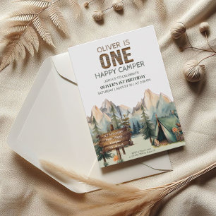 Invitation Rustic Adventure Happy Camper Premier Anniversaire