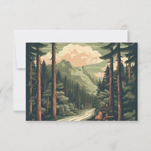 Invitation Rustic Adventure Mountain Forest Détails du Mariag (Dos)