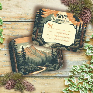 Invitation Rustic Adventure Mountain Forest Wedding RSVP