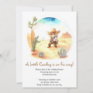 Invitation Rustic Adventure Wild West Cowboy Baby shower
