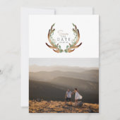 Invitation Rustic Antler aquarelle Enregistrer la photo de da (Devant)