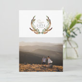 Invitation Rustic Antler aquarelle Enregistrer la photo de da (Debout devant)