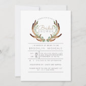 Invitation Rustic Antler et Vine Fête des mariées aquarelle (Devant)