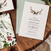 Invitation Rustic Antler Floral Wedding Boho Woodland Barn