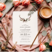 Invitation Rustic Antler Floral Wedding Boho Woodland Barn