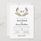 Invitation Rustic Antler & Greenery Watercolor Mariage (Devant)