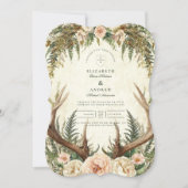 Invitation Rustic Antler Woodland Floral Wedding (Devant)