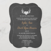 Invitation Rustic Antlers & Coeur Chalkboard Mariage Inviter (Devant / Derrière)