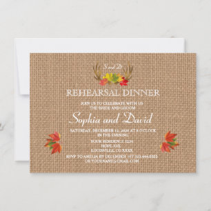 Invitation Rustic Antlers Fall Boho Mariage RÉPÉTITION DÎNER