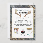 Invitation Rustic Antlers Manly Stuples Couples Wedding showe (Devant)