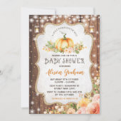 Invitation Rustic Automne Citrouille Baby shower Automne Flor (Devant)