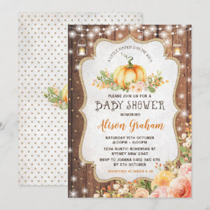 Invitation Rustic Automne Citrouille Baby shower Automne Flor