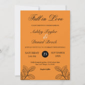 Invitation Rustic Automne Feuilles Brûlé Orange Mariage Autom (Devant)