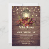 Invitation Rustic Automne Feuilles String Lumières Fête des m (Devant)