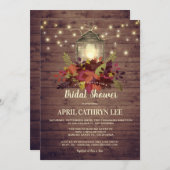 Invitation Rustic Automne Feuilles String Lumières Fête des m (Devant / Derrière)