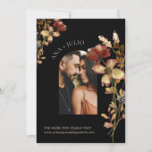 Invitation Rustic Automne Fleur sauvage Photo Black Mariage (Dos)