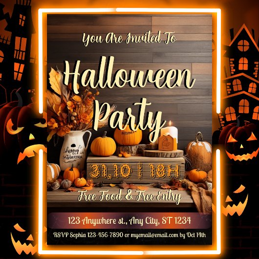 Invitation Rustic Automne Harvest Farmhouse Costume Party