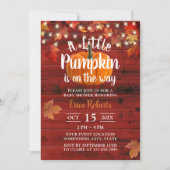 Invitation Rustic Automne laisse Red Barn Citrouille Baby sho (Devant)