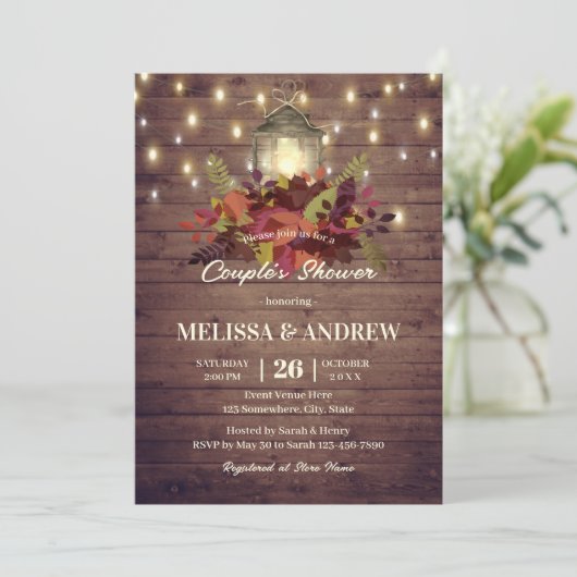 Invitation Rustic Automne laisse String Lights Couple's Showe (Debout devant)