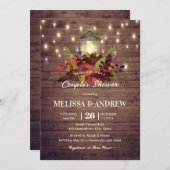 Invitation Rustic Automne laisse String Lights Couple's Showe (Devant / Derrière)