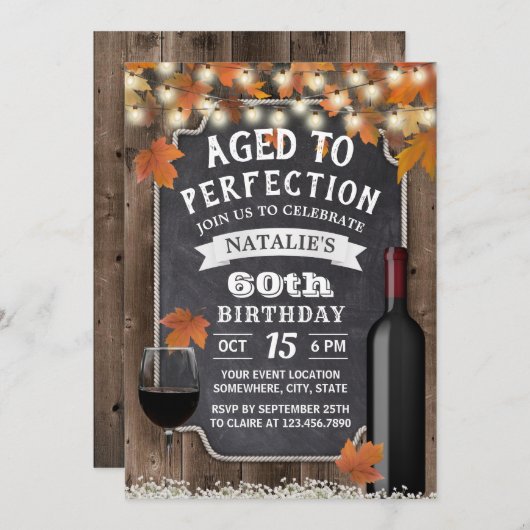 Invitation Rustic Automne part 60e Anniversaire Fête du Vin (Devant / Derrière)