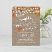Invitation Rustic Automne quitte Burlap Rehearsdîner (Debout devant)