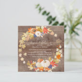 Invitation Rustic Automne quitte Citrouille Fête des mariées  (Debout devant)