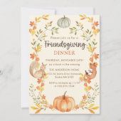 Invitation Rustic Automne quitte Citrouille Friendsgiving Dîn (Devant)