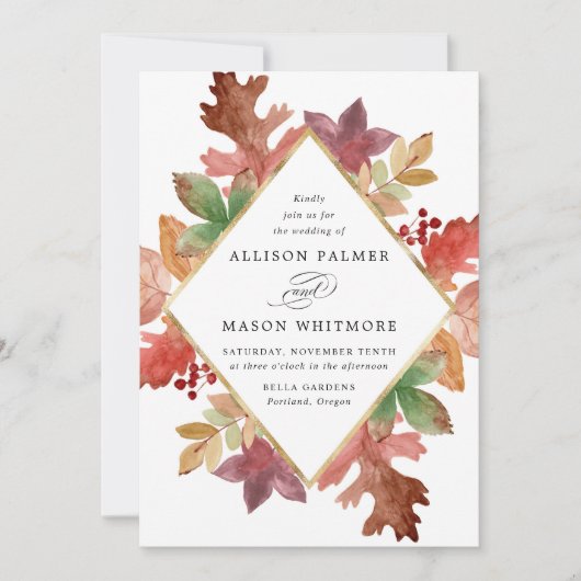 Invitation Rustic Automne quitte Mariage de automne (Devant)
