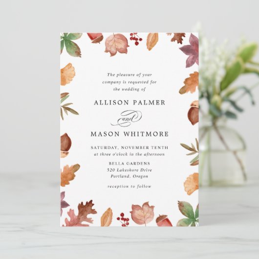 Invitation Rustic Automne quitte Mariage de automne (Debout devant)