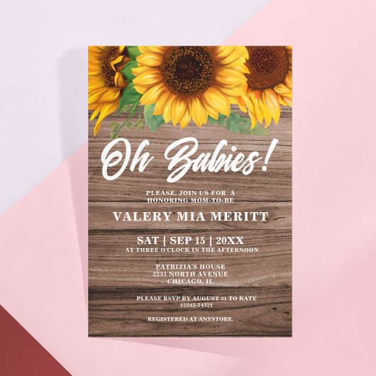 Invitation Rustic Automne Sunflower Oh Baby shower