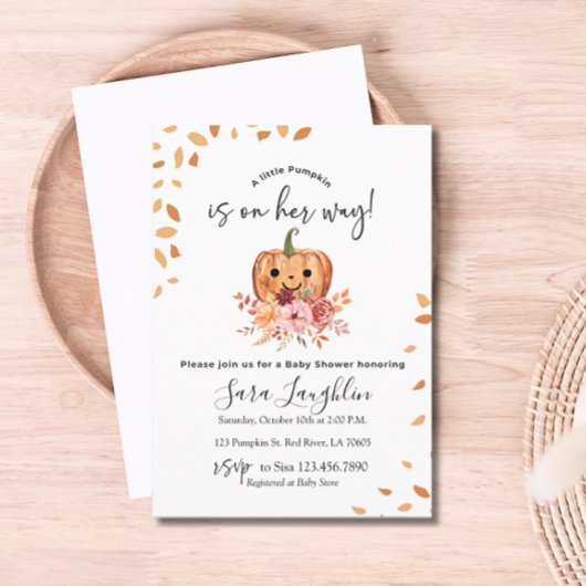 Invitation Rustic Autumn Citrouille Baby shower d'automne