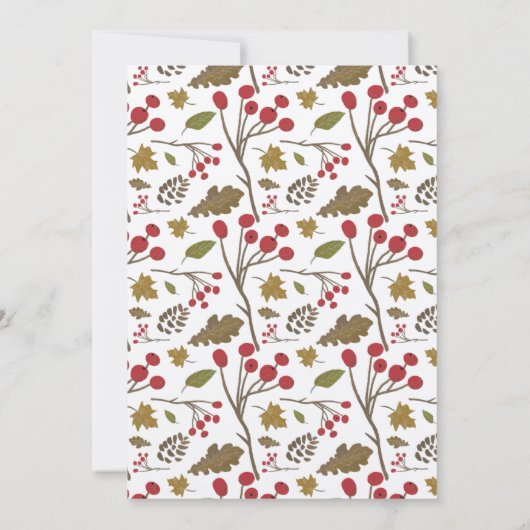 Invitation Rustic Autumn Feuilles feuillage Thanksgiving Dîne (Dos)