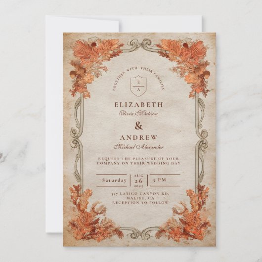 Invitation Rustic Autumn Floral Wedding (Devant)