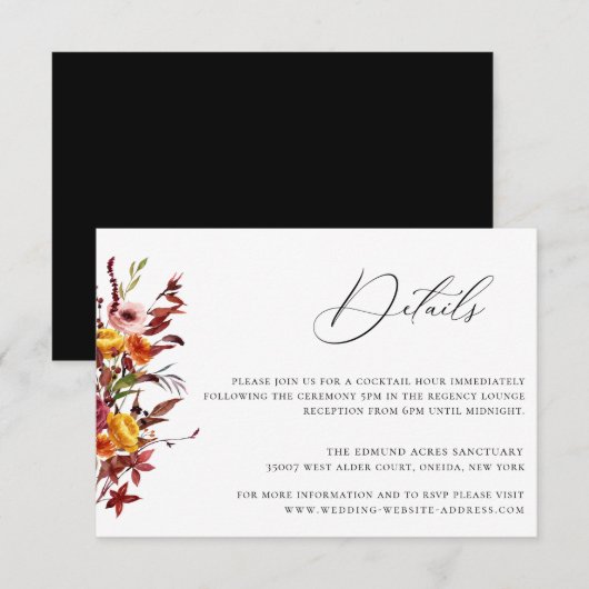 Invitation Rustic Autumn Foliage Floral Détails du Mariage (Devant / Derrière)