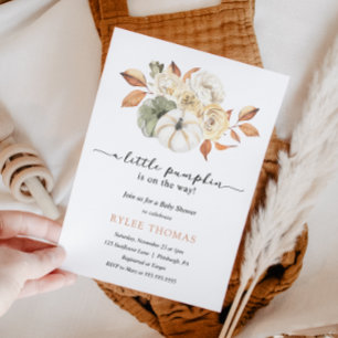 Invitation Rustic Autumn Foliing Citrouille Baby shower d'aut