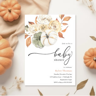 Invitation Rustic Autumn Foliing Citrouille Baby shower d'aut