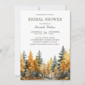 Invitation Rustic Autumn Forest Photo QR Code Fête des mariée (Devant)