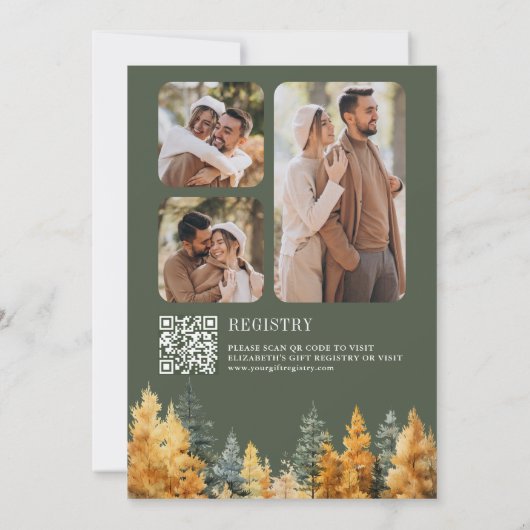 Invitation Rustic Autumn Forest Photo QR Code Fête des mariée (Dos)
